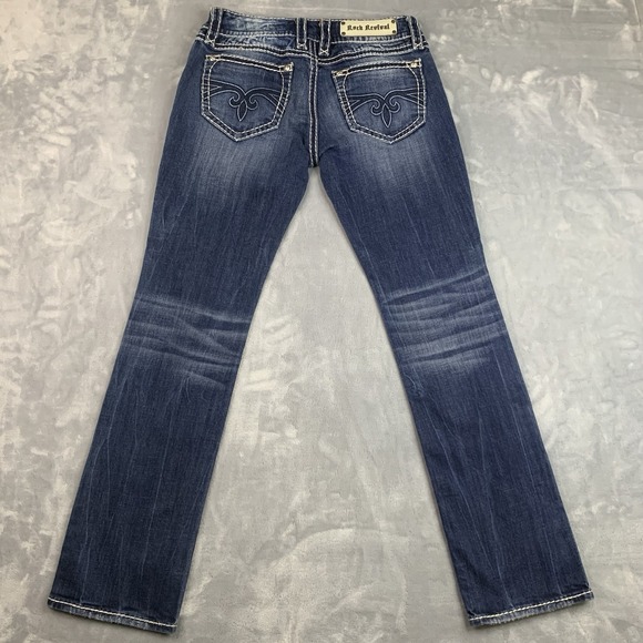 Rock Revival Buckle Blake Straight Jeans Womens 30 Low Rise - Picture 14 of 16